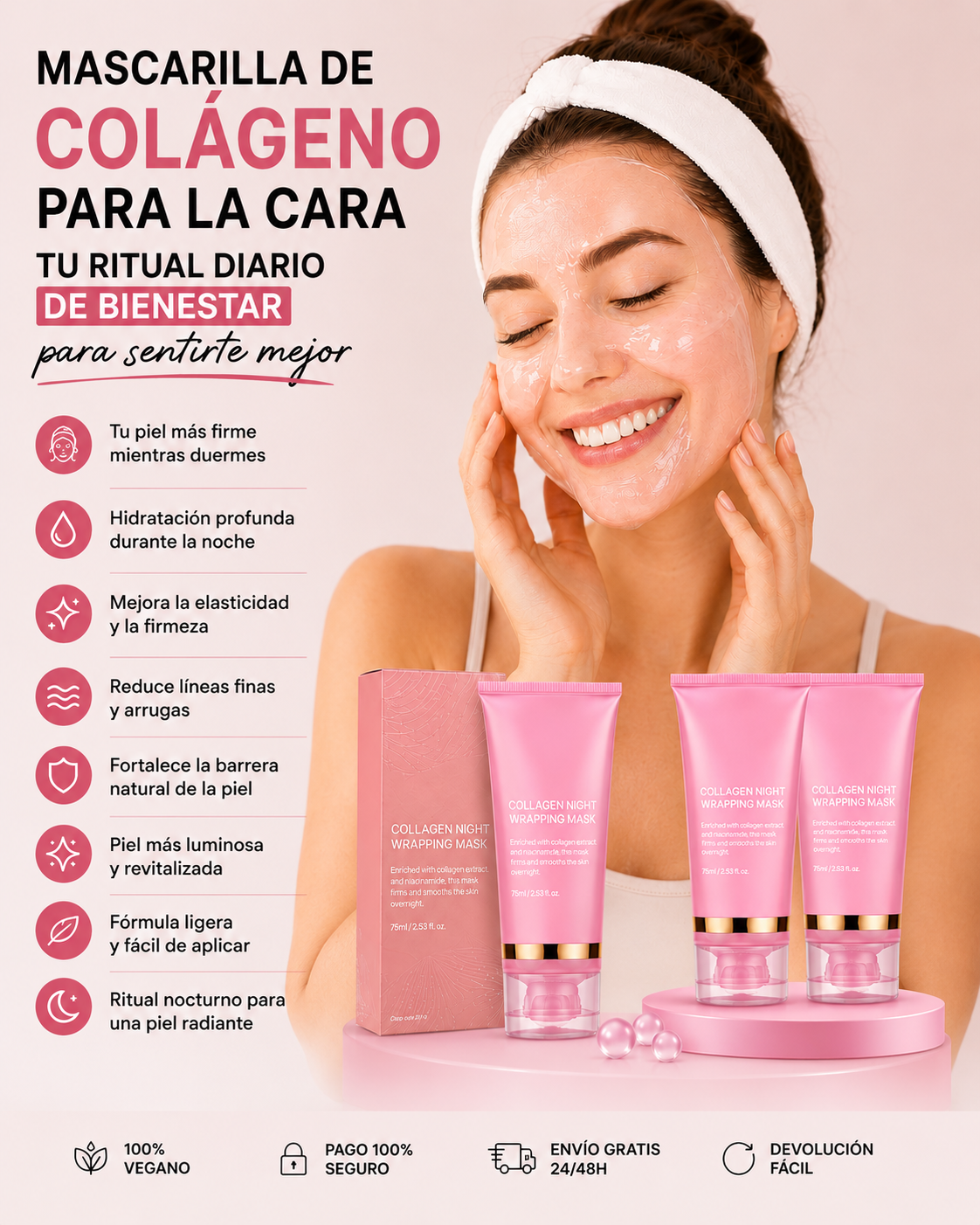 Mascarilla de Colágeno Absorbible de Noche